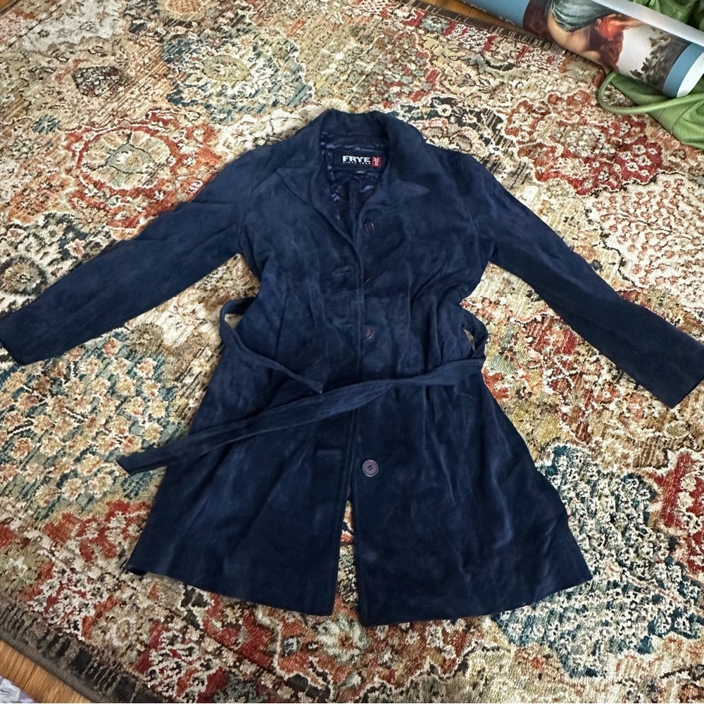 Vintage navy blue Frye trench coat